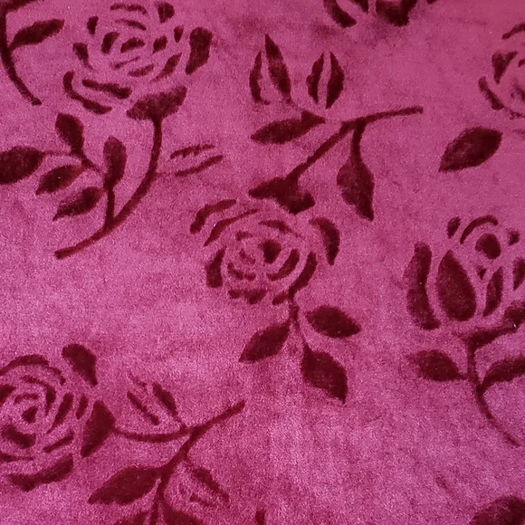 VTG 90s Wine red velvet Tank Dress Maxi with embossed Rose pattern - Picture 3 of 9